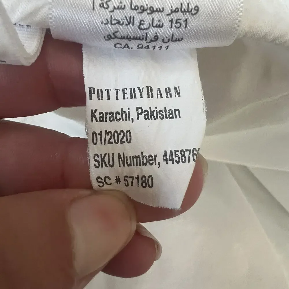 Pottery Barn Comforter Full Queen White Honeycomb Cotton Textured